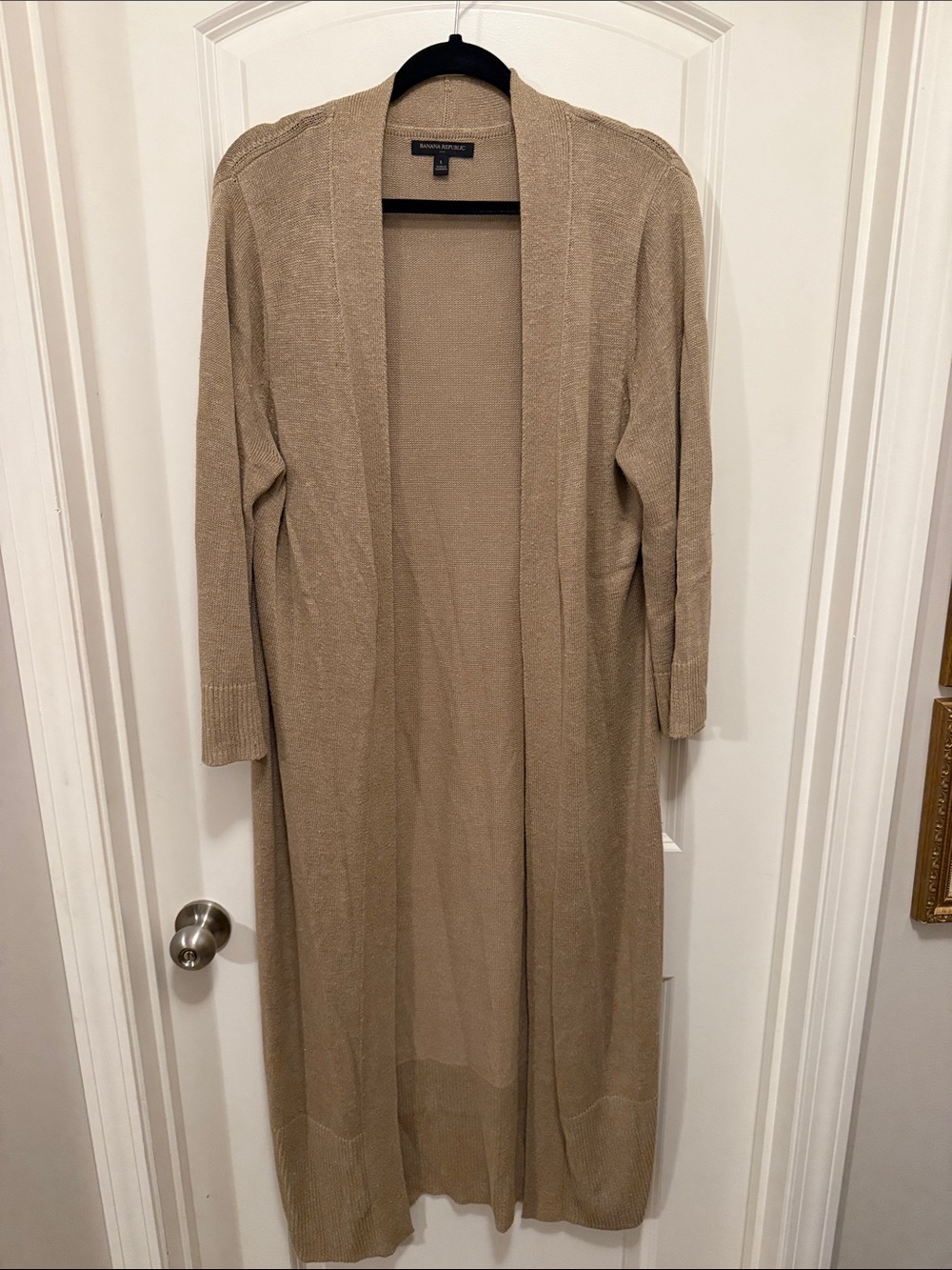 Banana Republic Long Open-Front Long Cardigan — Taupe